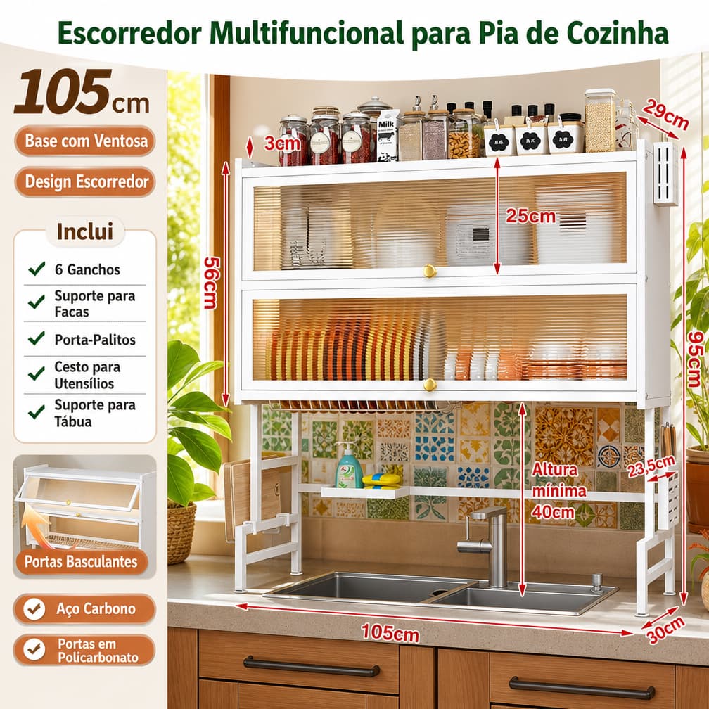 Escorredor Multifuncional para Pia de Cozinha