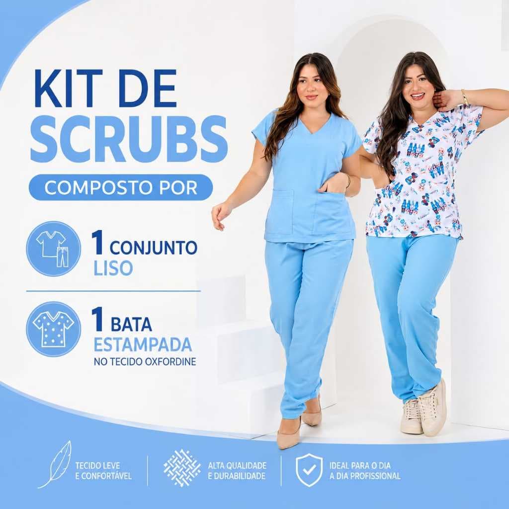 Kit de Scrub com 3 peças Uniforme Profissional.