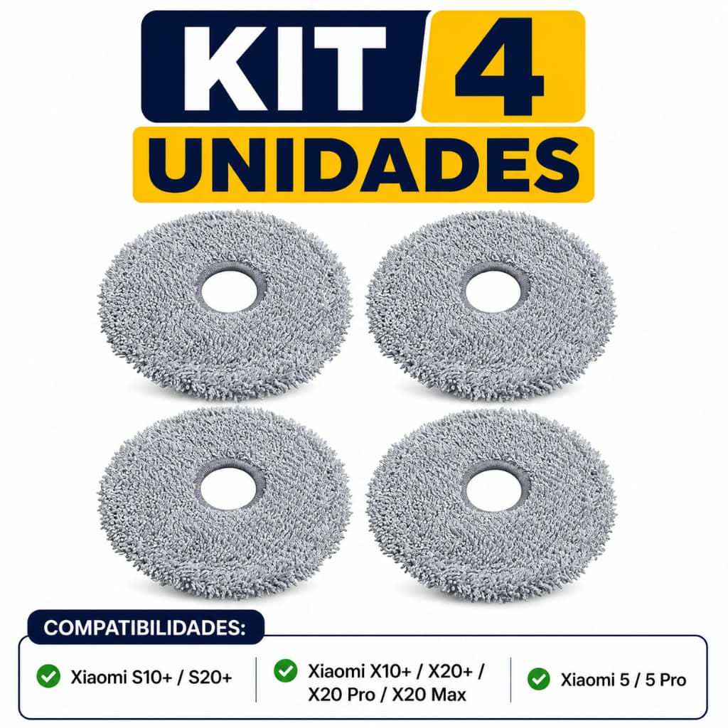 Kit Mop Pano Reposição para Robô Aspirador Xiaomi S10+ / S20+ / X10+ / X20+ / Pro Max