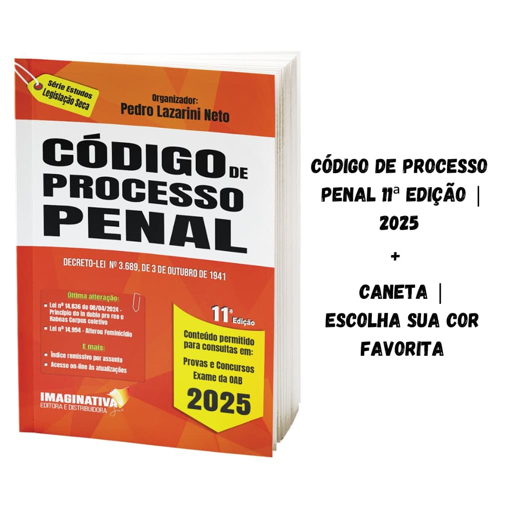 Código de Processo Penal 2025 - 11ª Edição + caneta colorida