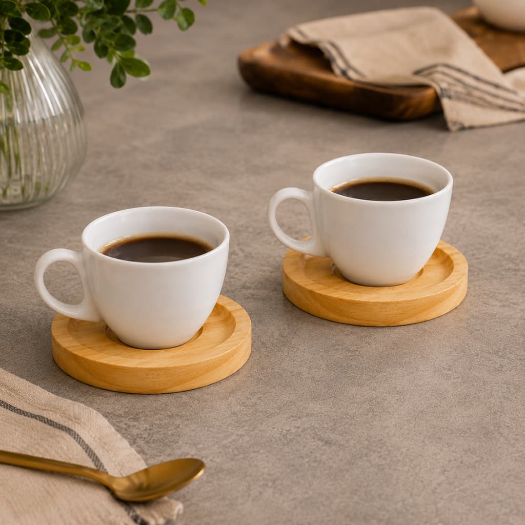 Kit 2 Xícaras de Porcelana 60ml Com Pires para Café Expresso Cappuccino Mesa Posta Cozinha