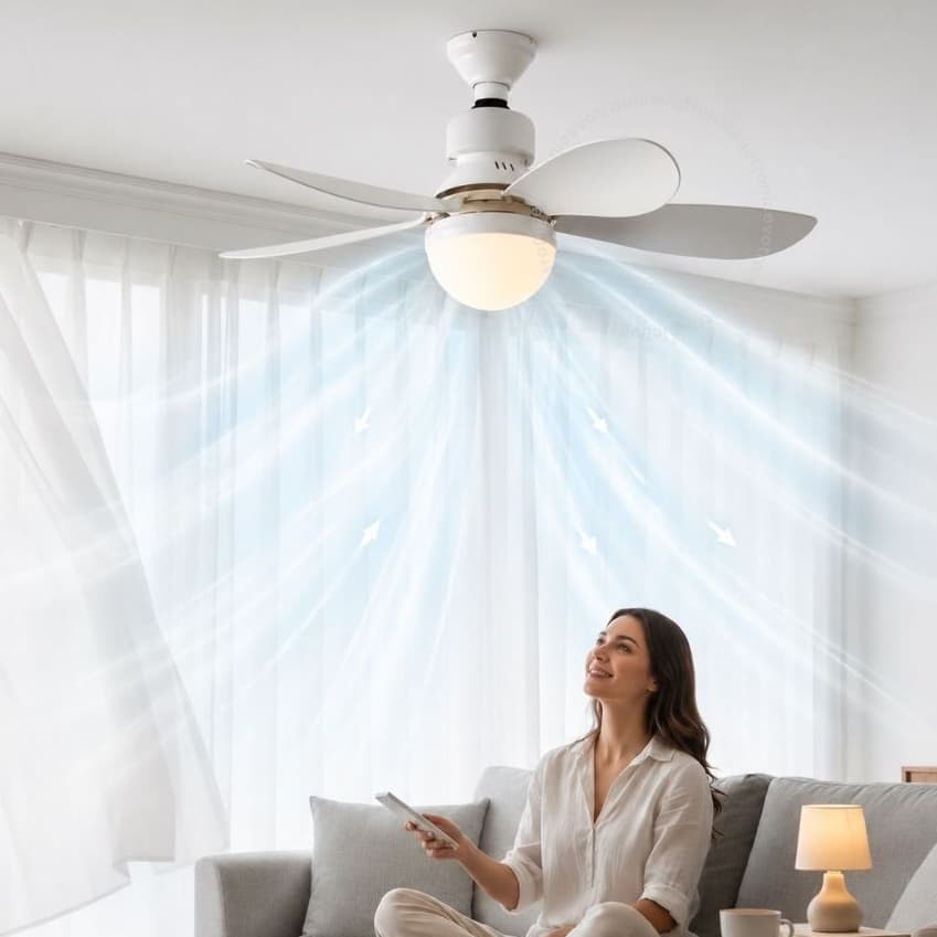 2/1 Ventilador de Teto Moderno com Luz LED 60W, Controle, 6 Hélices | Bivolt 110w-220w 01 ou 2un
