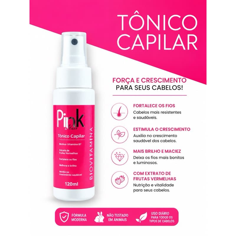 Tônico Capilar Pink Hair Biovitamina 120ml