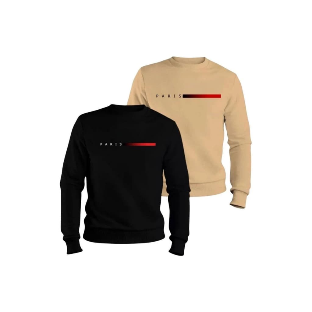 Kit 2 Moletom Masculino Paris Blusa de Frio Careca Flanelado Envio Rapido