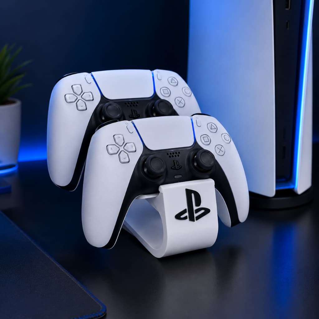 Suporte para 2 controles PS5 Xbox Mesa Gamer Setup Organizar DualSense Presente Decoração Playstation