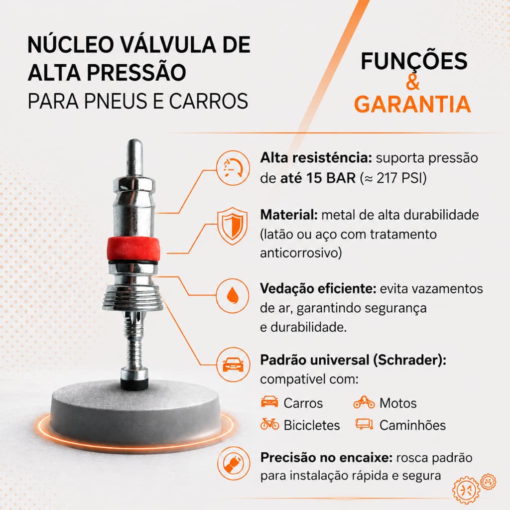 Kit 4 Miolos de Válvula para Pneu – Carros, Motos e Bicicletas