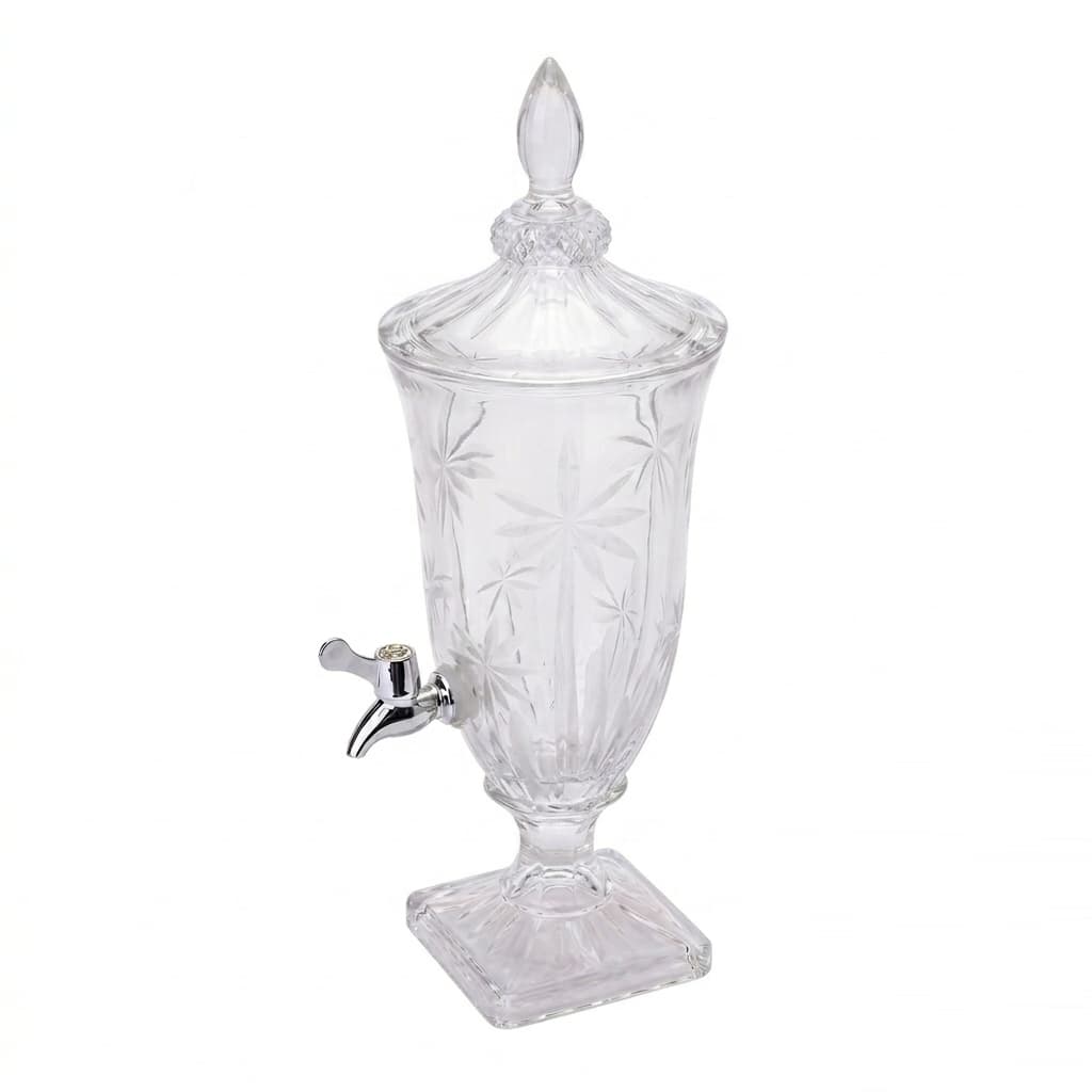 Dispenser Suqueira de Cristal C/Pé e Tampa Palm Tree Transparente 2 Litros Wolff