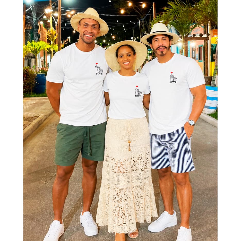 LOVE CAMISETA BRANCA WHITE T-SHIRT ADULTO MULHER HOMEM UNISSEX TRADICIONAL POLIFLEX POLIÉSTER ELASTANO TRABALHO LIBRAS