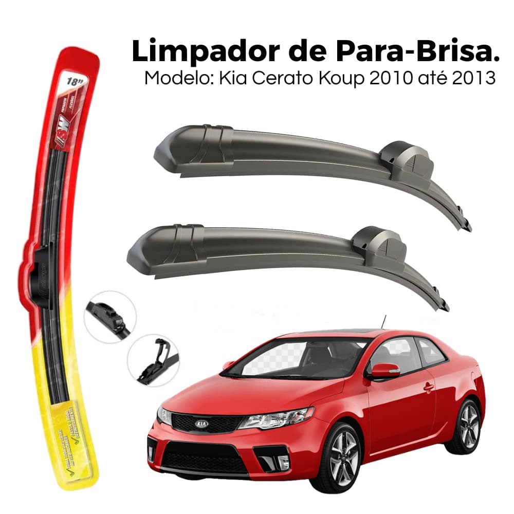 Jogo de Palheta Limpador Para-brisa Dianteiro Kia Cerato Koup Ano 2010 2011 2012 2013