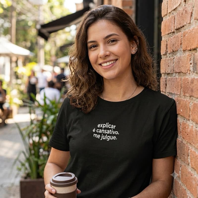 blusa T-shirt Explicar é difícil, me julgue Frases casual unissex