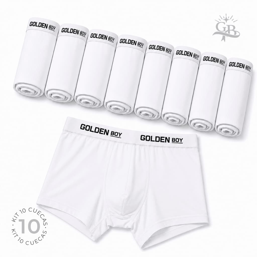 Kit 10 Cuecas Boxer Branca Adulto Masculina Lisas Básicas Ideal Para Dia a Dia Com Forro de Algodão