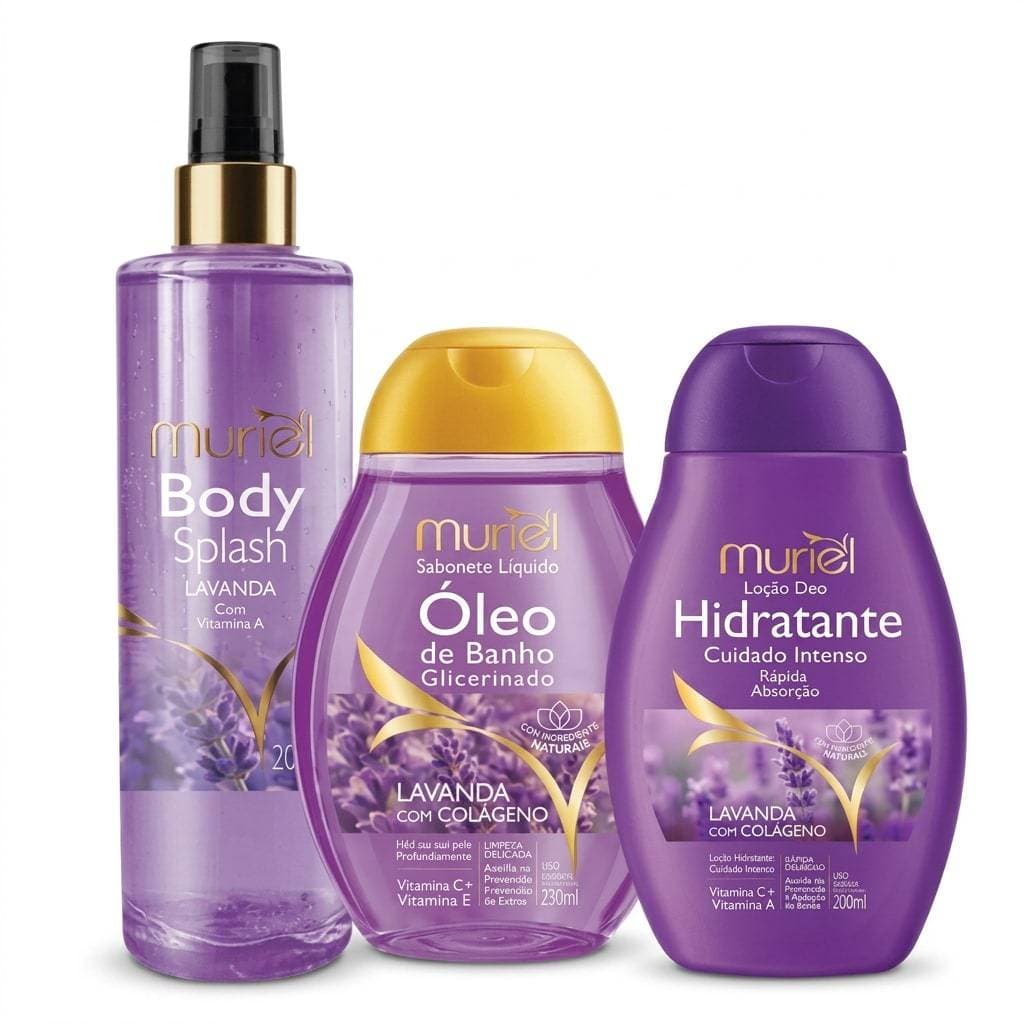 Kit 3 Óleo Corporal Muriel Lavanda  Pós-Banho E Banho Anti Estrias