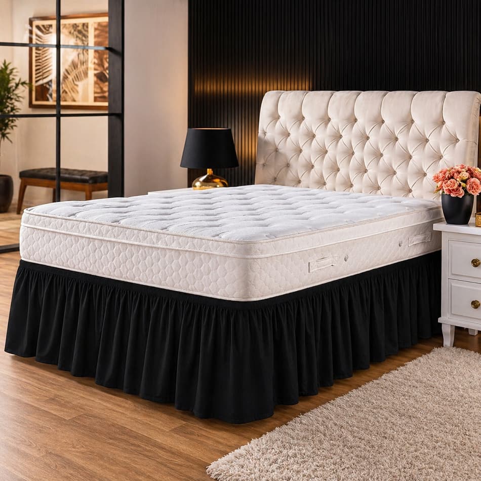 Saia Ajustável Com Elástico Para Cama Box Baú Solteiro Casal e Queen Várias Cores