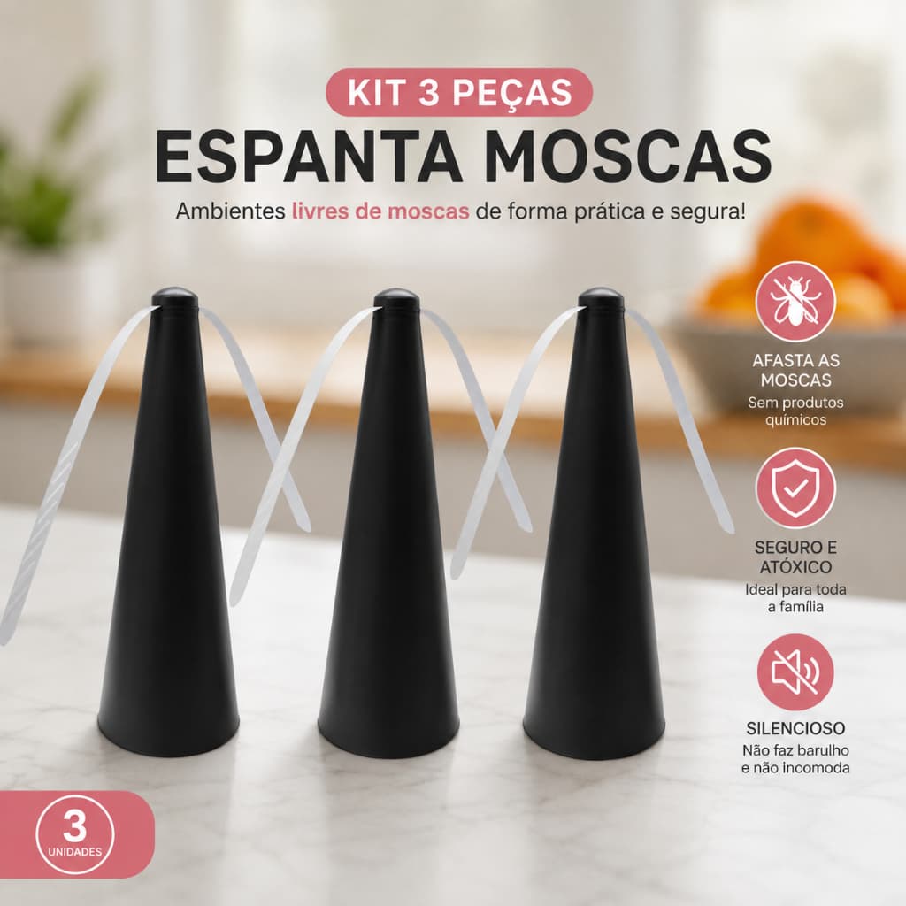 Kit 3 Ventiladores Espanta Moscas Repelente de Insetos para Mesa Cozinha Churrasco Restaurante