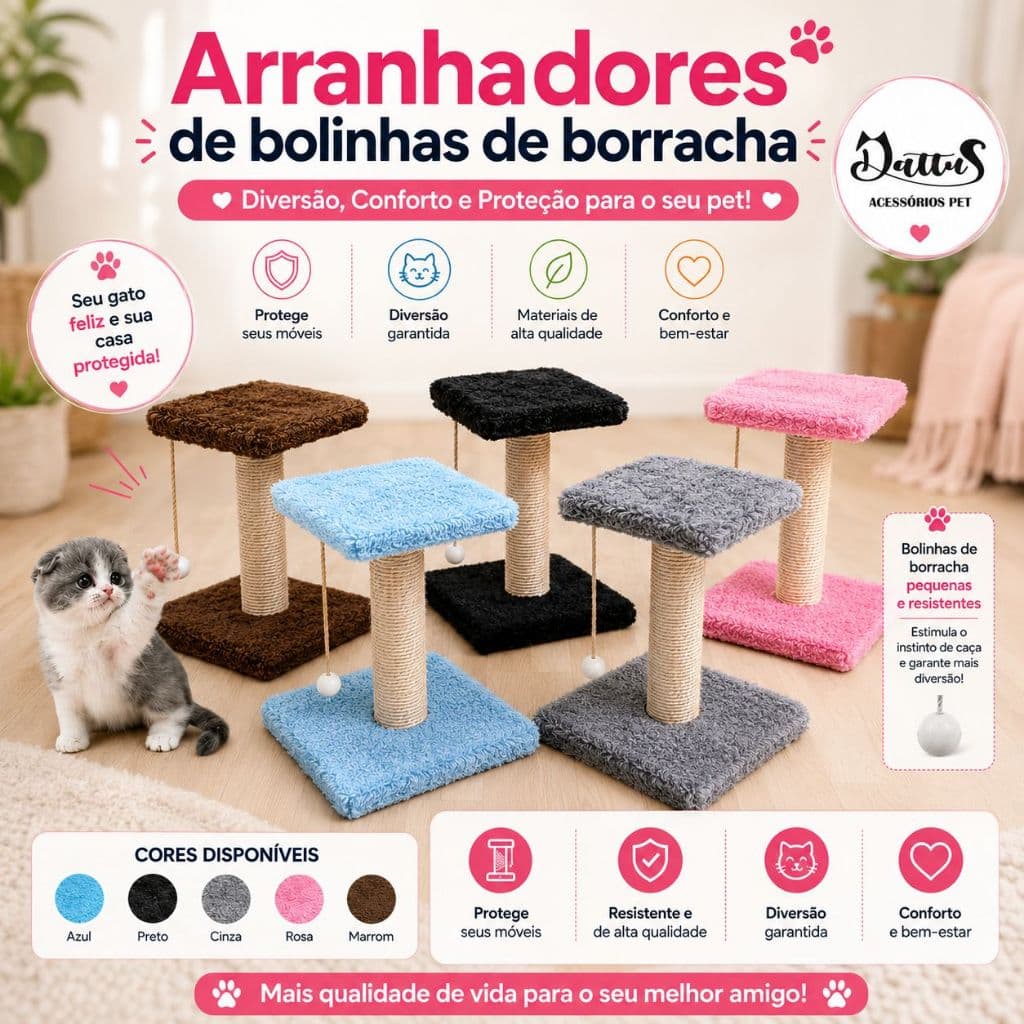 Arranhador para gatos com bolinhas de borracha resistente