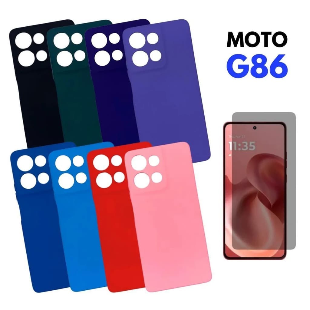 KIT Capinha Para Moto G86 Silicone ANTI IMPACTO + Película Inclusa
