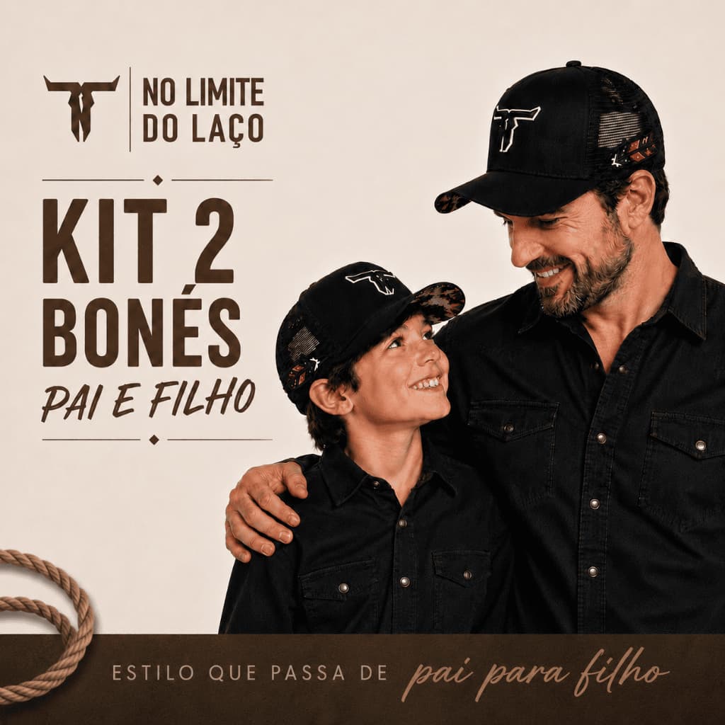 Kit 2 Bonés Pai e Filho Trucker Country Tela No Limite do Laço ORIGINAL Masculino Ajustável