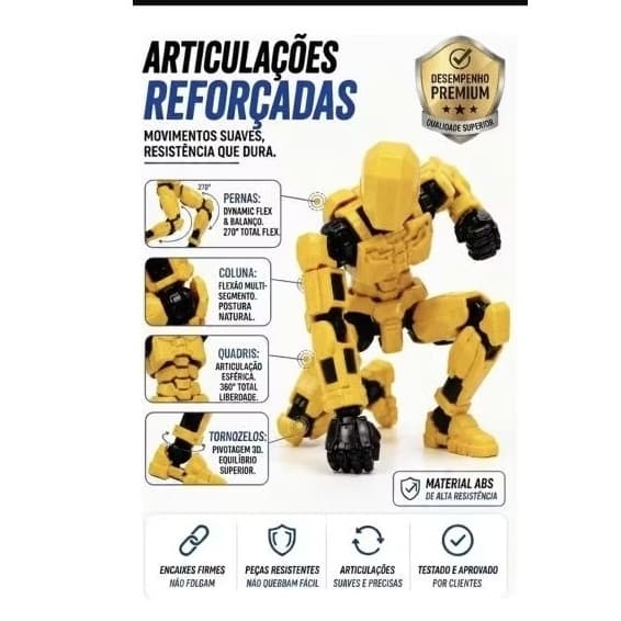 Articulado Boneco Dummy Brinquedo Articulado Colecionável Amarelo