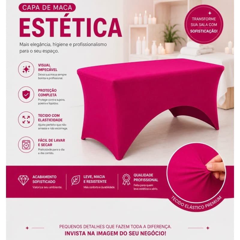 Capa legging para maca estética portátil/fixa/maleta PINK