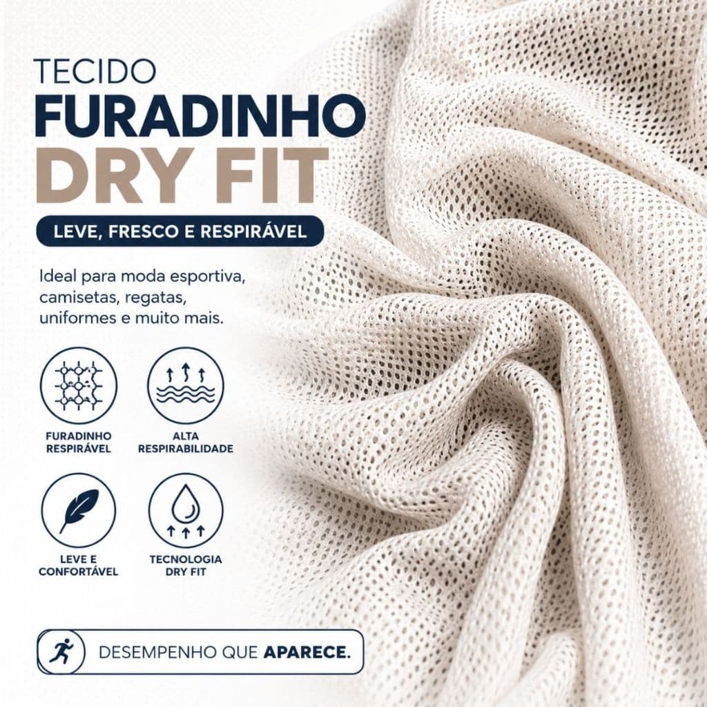1 Metro Tecido Furadinho Dry Fit 100% Poliéster Telinha Esportiva Premium