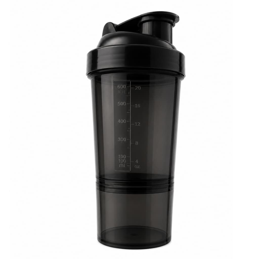 oferta! COQUETELEIRA PRETA 600ML COM 2 COMPARTIMENTOS FITNESS NÃO VAZA | BPA FREE | IDEAL PARA WHEY E ACADEMIA PROMOÇÃO