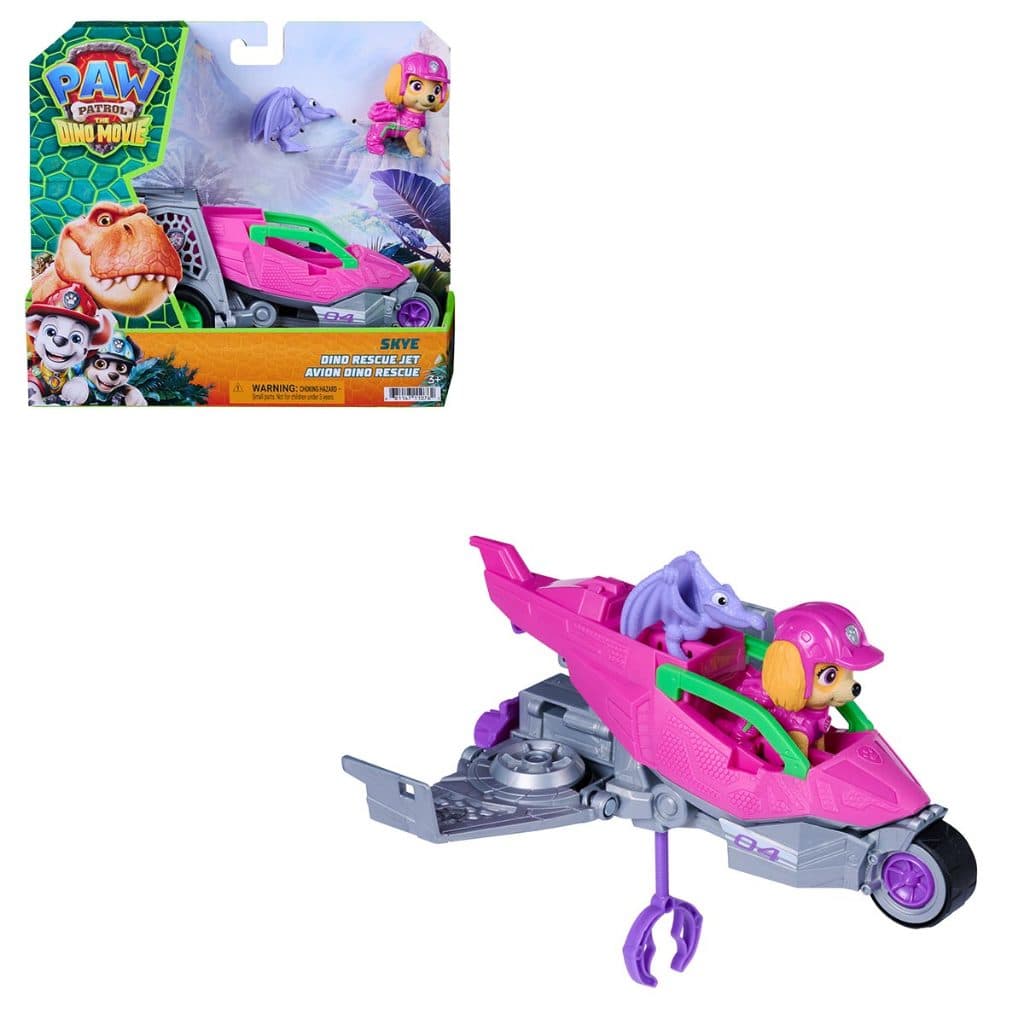 Jato da Skye + 2 Bonecos - Patrulha Canina: Uma Aventura Dino