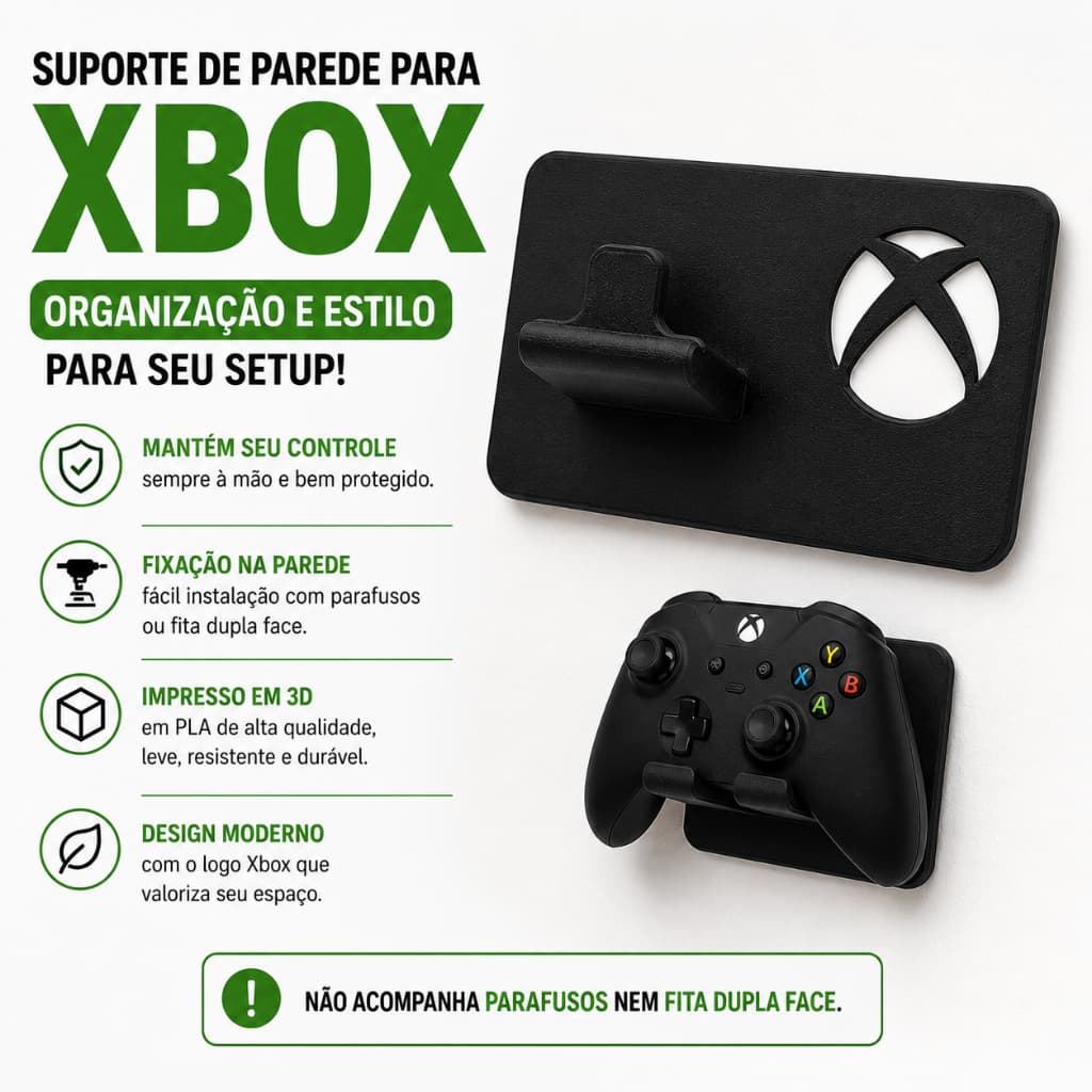 Suporte para Controle Xbox Series X/S e One de Parede | Impressão 3D PLA