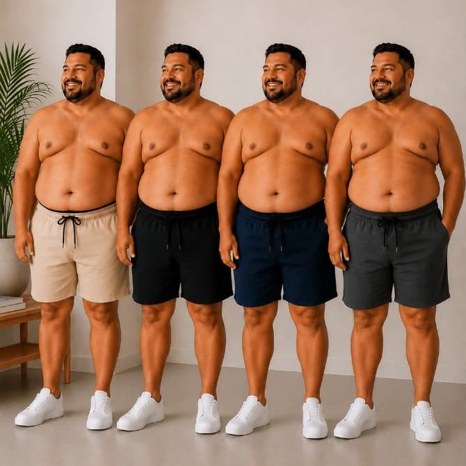Kit 4 Shorts Tactel Com Elastano Plus Size Masculino Liso 3 Bolsos Bermuda Academia Extra Grande
