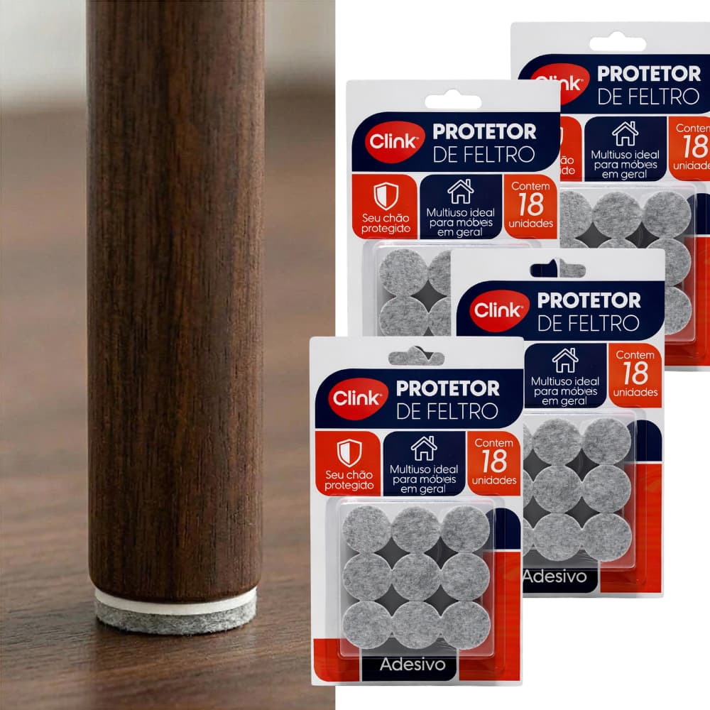 Protetor de Feltro 3cm x 5mm Redondo Adesivo 72 Peças Risco Ruídos Pisos Pé Cadeiras Mesas Móveis