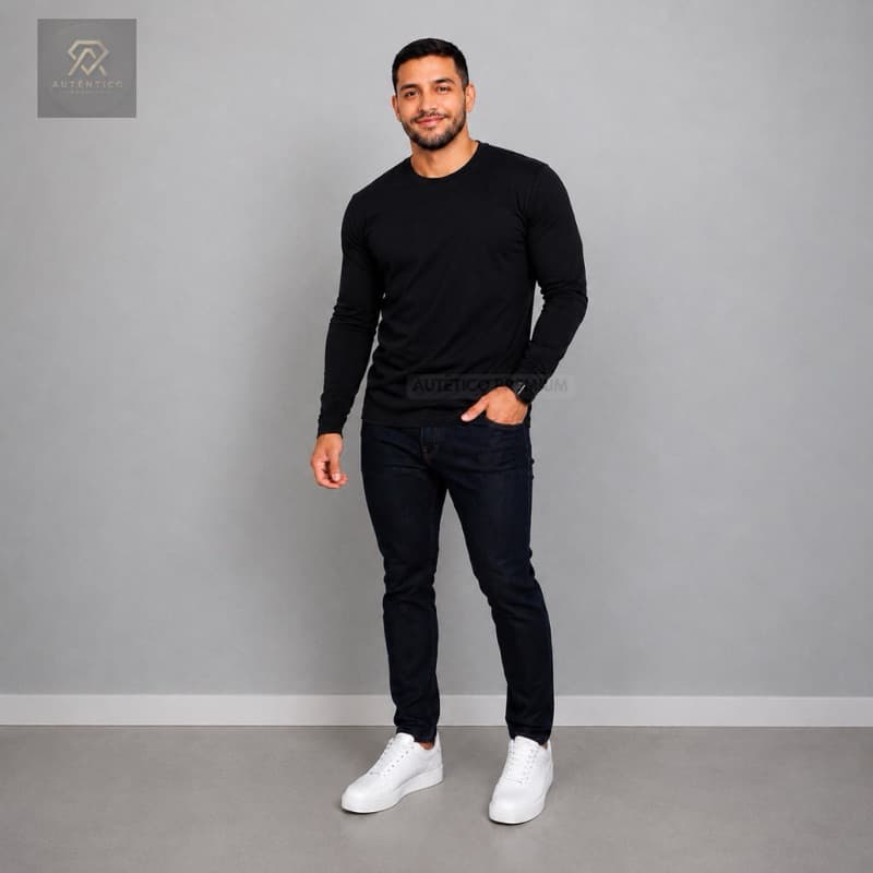 Camiseta Masculina Manga Longa Malha Peruana Premium – Conforto e Estilo - Slim Fit & Tradicional.