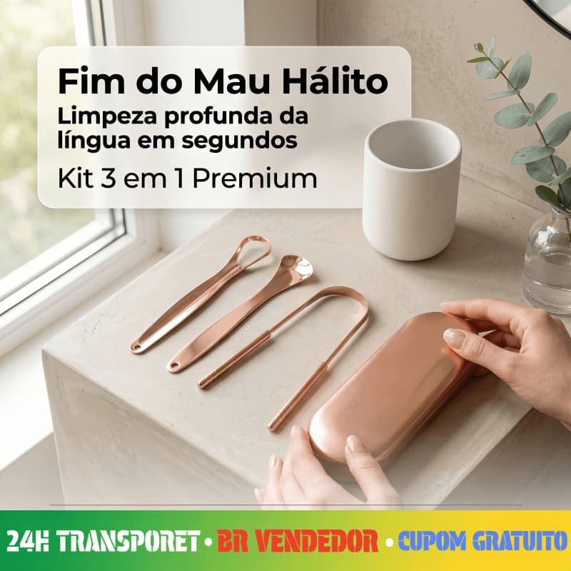 ✅[BR Seller]Kit Raspador de Língua 3 em 1 Premium – Acabe com o mau hálito de vez