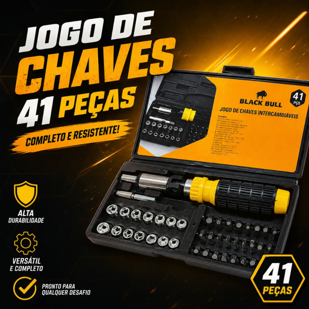 Kit Chave de Fenda Philips com Catraca e Bits 41 Peças - Jogo de Chaves Soquetes Sextavado Reparo