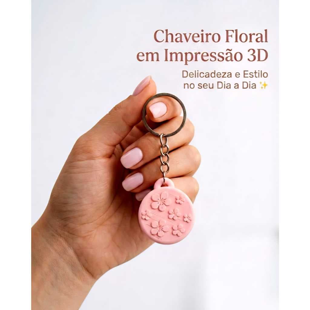 Chaveiro Porta Aliança E Anel Textura Flores 3D