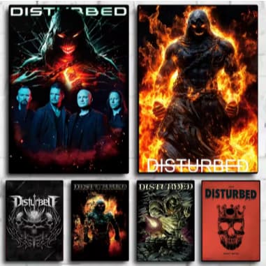 Kit 10 Quadros Decorativos Disturbed Decoração Rock