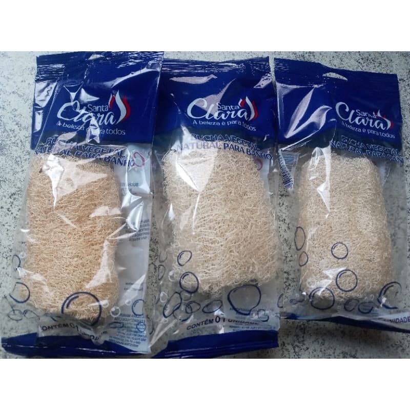 KIT COM 3 BUCHAS VEGETAIS NATURAIS PARA BANHO, DA "SANTA CLARA".