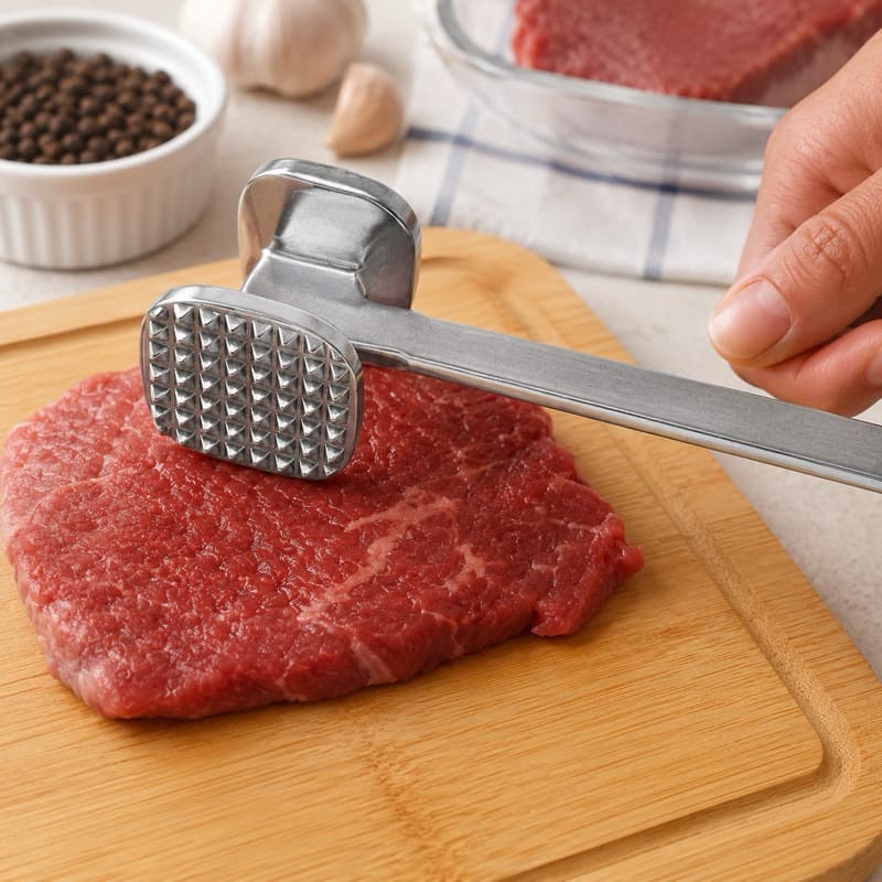 Martelo Amaciador de Carne Dupla Face em Alumínio Utensílio para Bifes