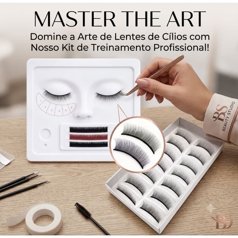 Kit Rosto de Treino 3D PVC com 5 Pares de Cílios para Lash Design