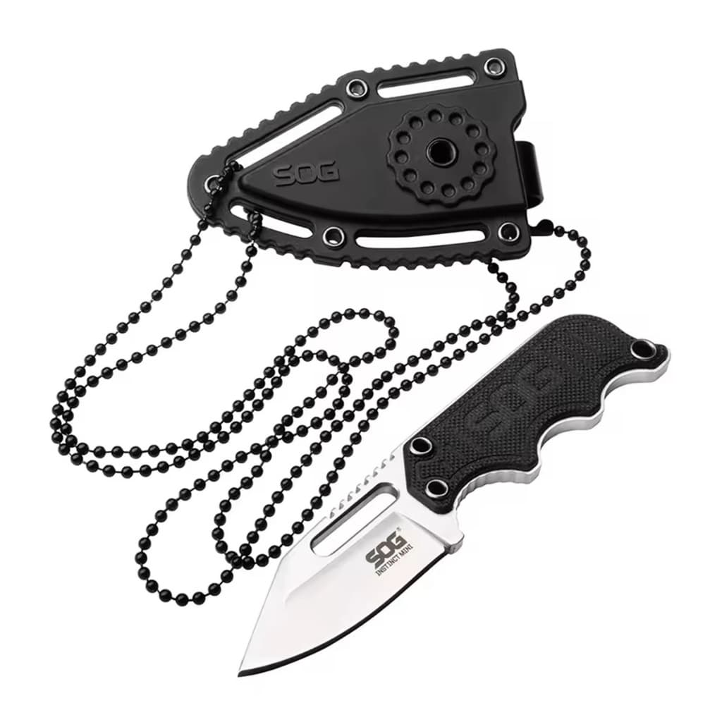 Mini Faca Sog De Pescoço Tatica Militar Sportiva Bainha G10 Com Clip e Corrente AÇO 5Cr15MoV Caça Pesca Acampamento