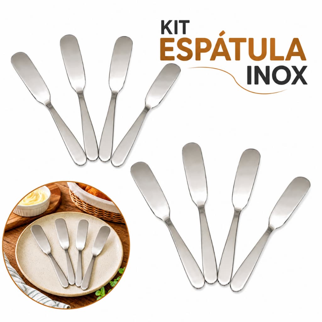 Kit 3/6/9/12 Espátula de Manteiga de Inox Espátula de Patê Geléia Cantinho do Café Mesa Posta