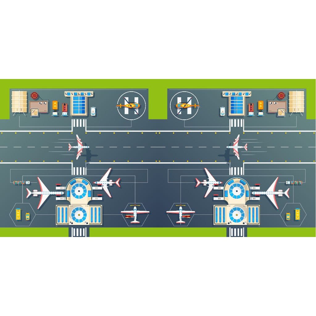 Tapete Infantil Pista Aviao Aeroporto 150x70cm Quarto Tapete Carro Transporte Lona Carrinhos Menino