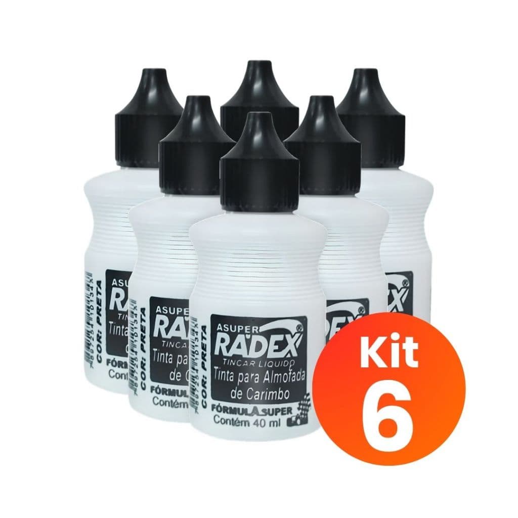 Kit 6 Tinta Para Almofada De Carimbo Recarregável 40ML Cada