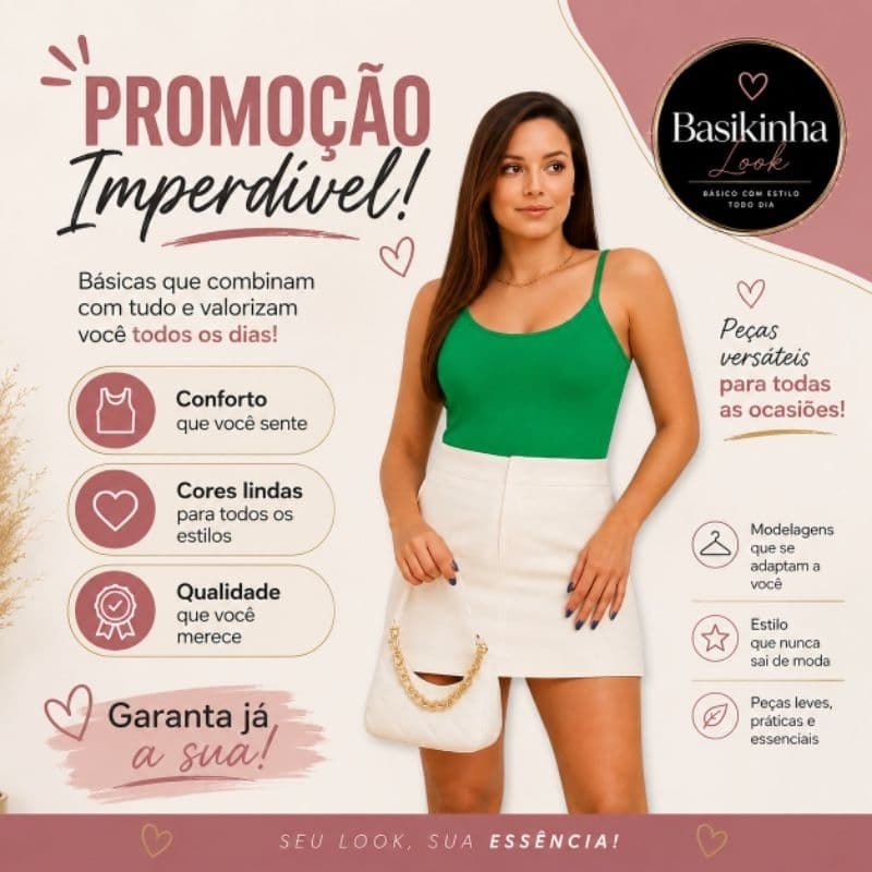 KIT COM 5 PEÇAS BLUSA ALCINHA REGATA EM MALHA SUEDE *CORES VÃO SORTIDAS