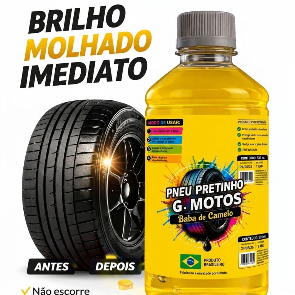 Baba de Camelo Pneu Pretinho Automotivo Brilho Intenso 500ml PRODUTO ORIGINAL G MOTOS