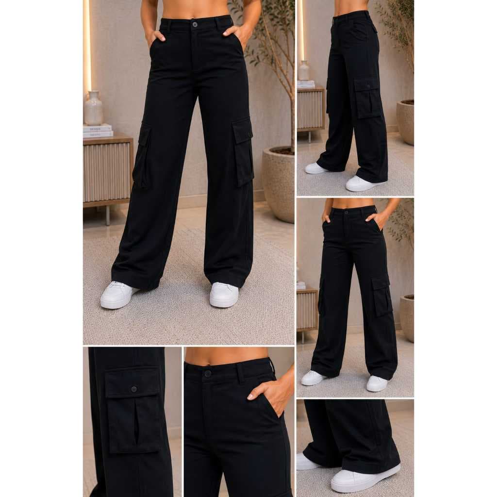 Calça Cargo Feminino Molecotton Premium Bolsos Laterais