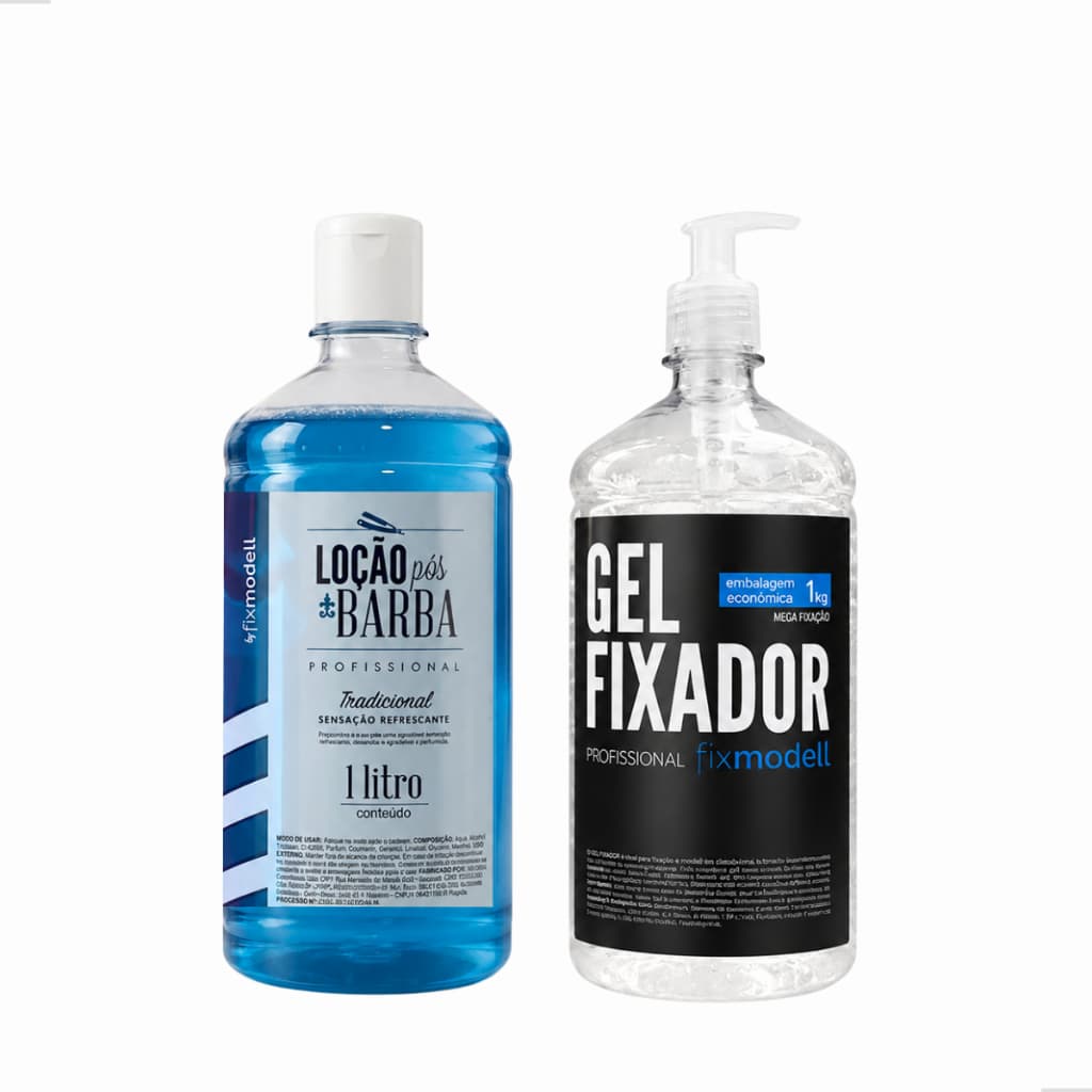 Kit Barbearia Profissional Pós-Barba Lavanda 1L+Gel Fixador Capilar Mega Fixação 1K