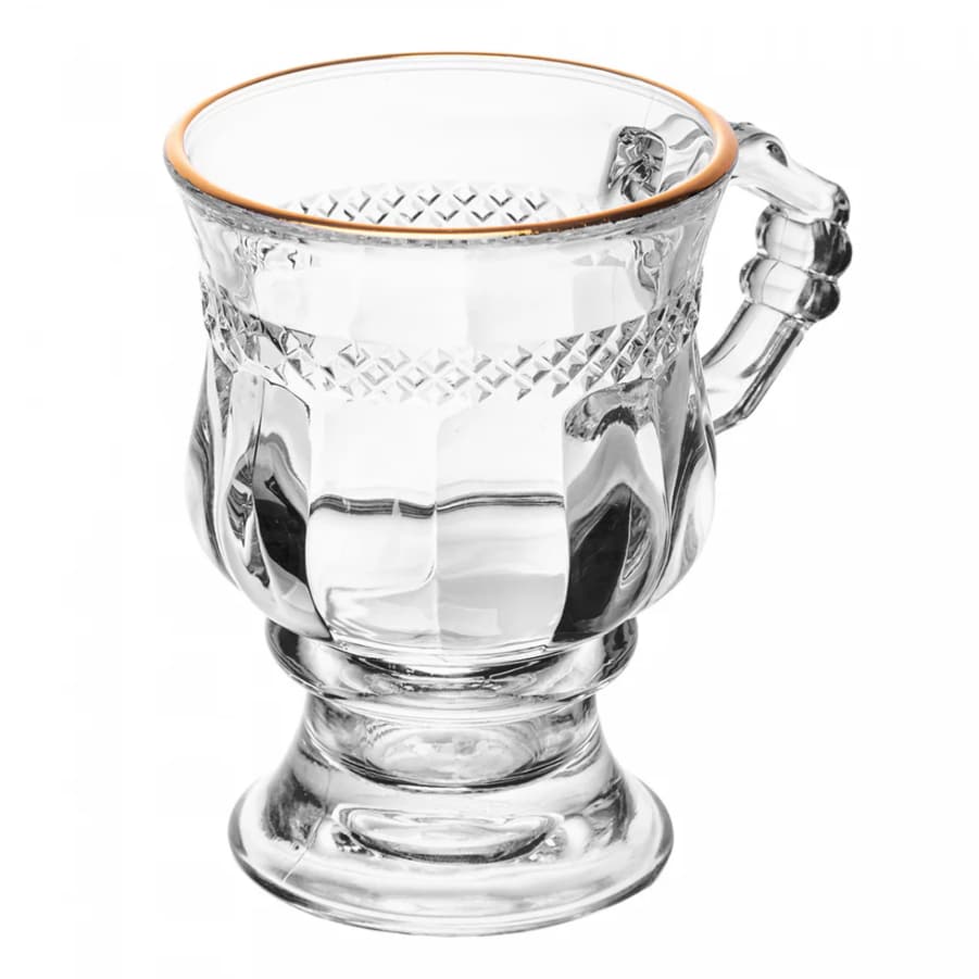 Taça de Cappuccino Diamante com Fio de Ouro 142ml Cristal Ecológico - Lyor