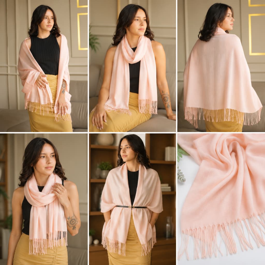 Cachecol Pashmina Rose 100% Poliéster Elegante Moda Unissex Delicado Macio Confortável Luxo