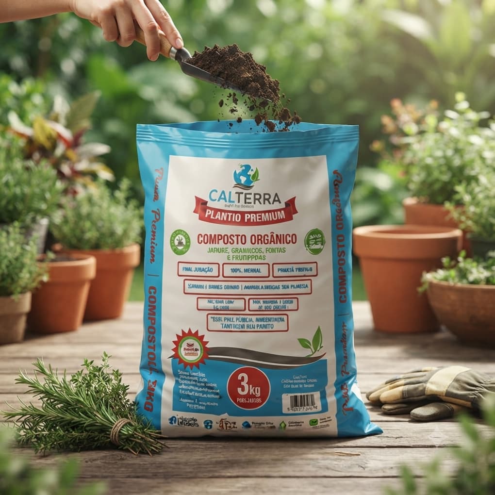 Composto Orgânico 3kg Plantio Premium Terra Adubada Substrato Jardim Hortas Frutíferas