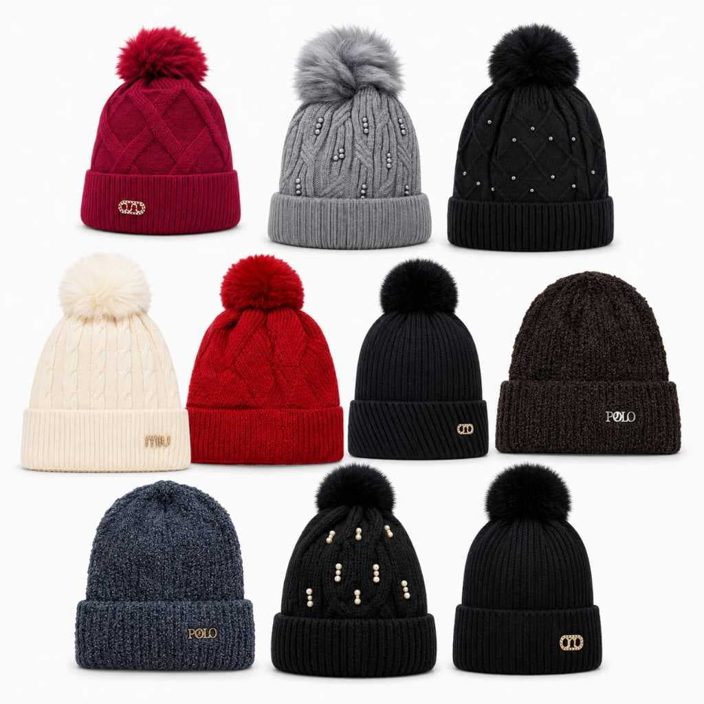 Touca de Lã Feminina Forrada com Pelúcia Quentinha Inverno Gorro Térmico Macio Térmica para Frio