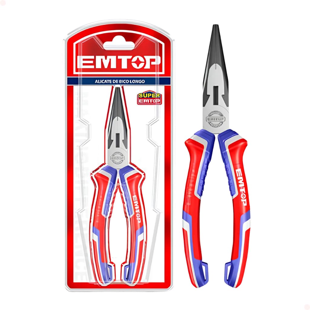 Alicate de Bico Longo de 6 Polegadas de 160 mm Meia Cana Serrilhado Emtop